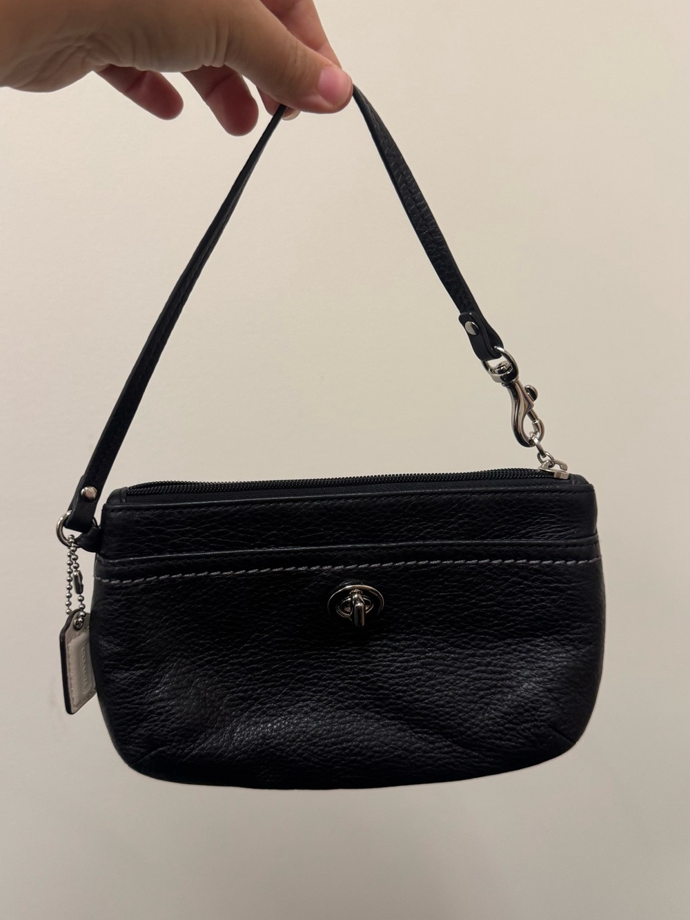 Coach Black Leather Wristlet